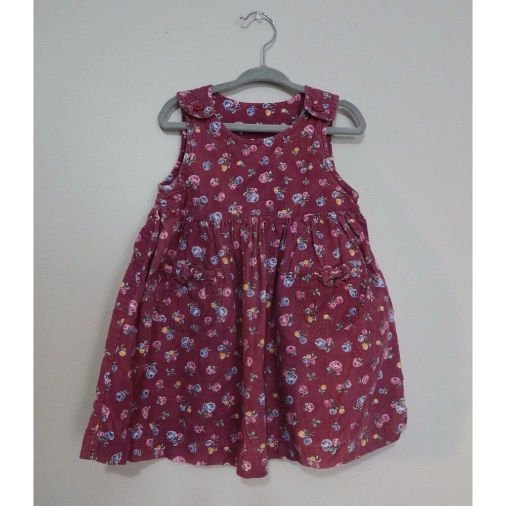 Vintage Oshkosh Floral Corduroy Dress Size 2T